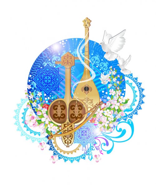 Dombra, kobyz, musical instrument, eastern tool Kazakh song Kazakh wedding, the music of the East, the Kazakh instrumental — Cтоковый вектор #71025631