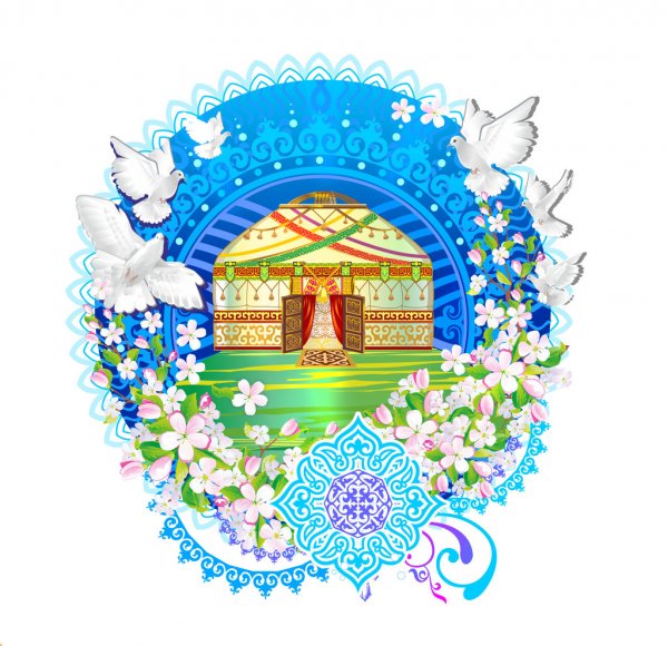 Ger, yurt, house, wedding yurt Kyrgyz yurt, өg, tundyuk, shanyrak — Cтоковый вектор #71080137