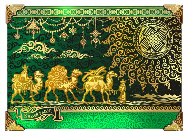 Caravan of camels, Silk Road — Cтоковый вектор #88662530