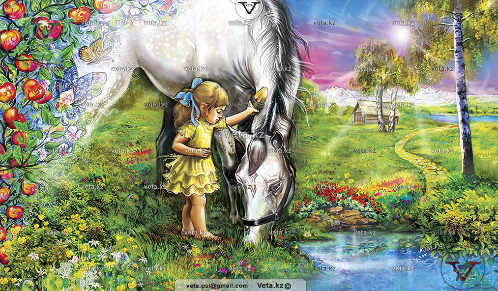 девочка с белой лошадью